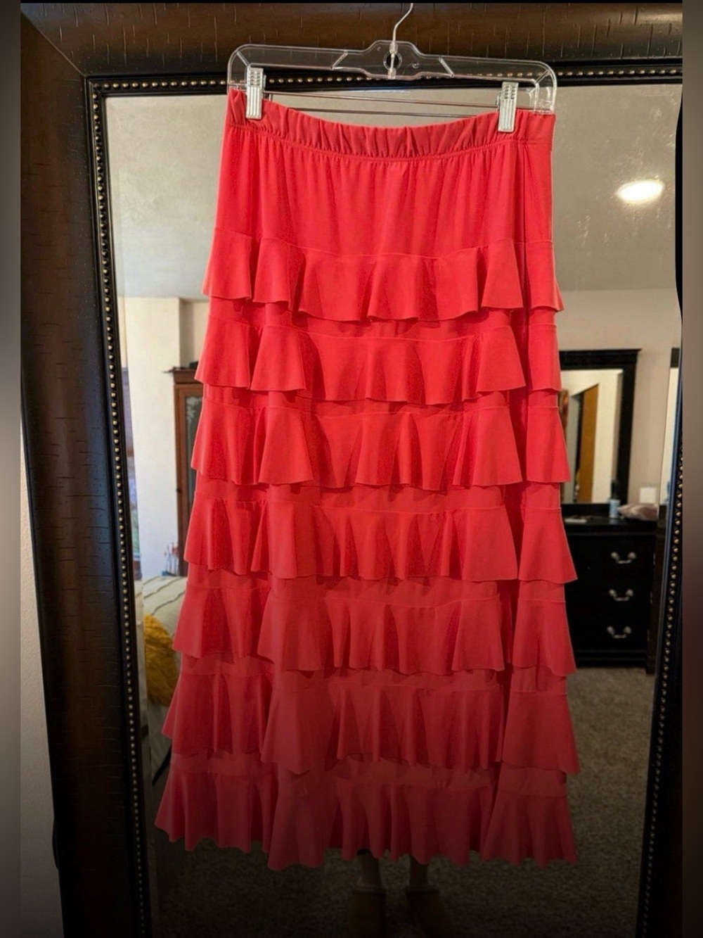 Women's Coral Tiered Ruffle Maxi Skirt